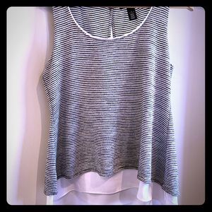 Layered Black & White sleeveless Tunic